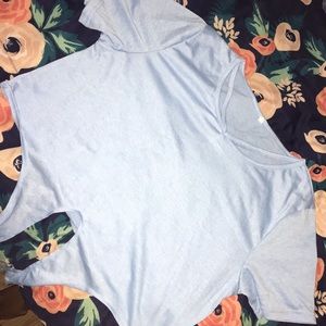 light blue crop top